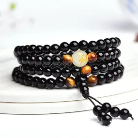 Obsidian multi-circle bead bracelet luminous stone