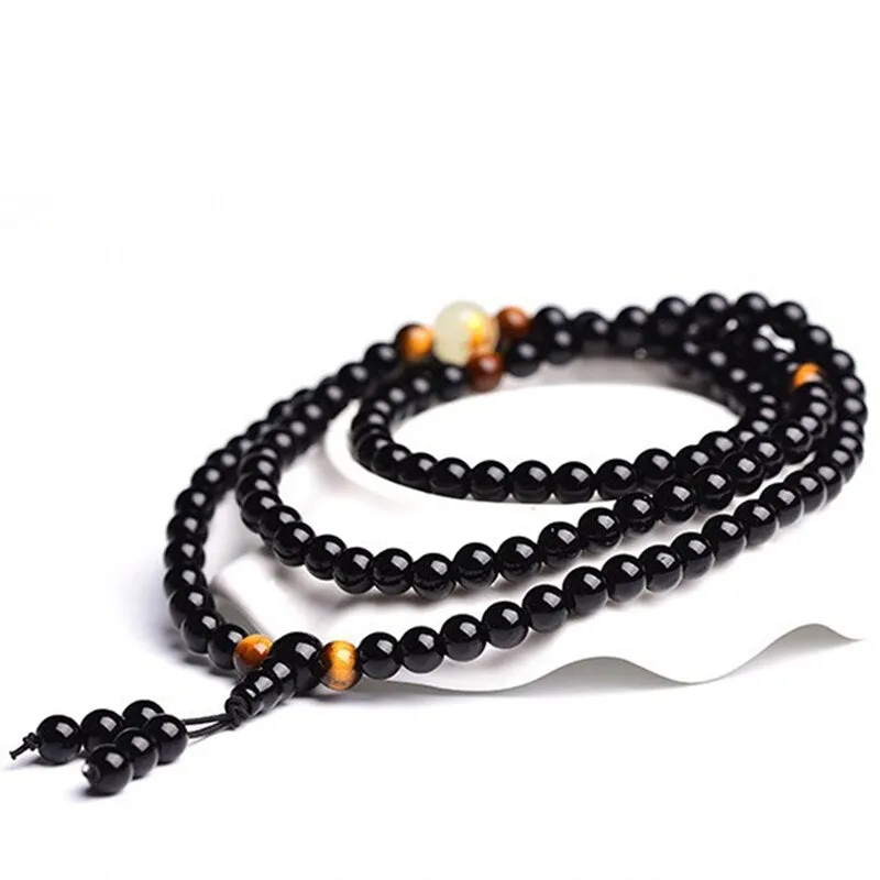 Obsidian multi-circle bead bracelet luminous stone