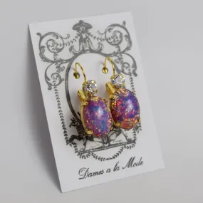 Opaline 2-Stone Crystal Earrings - Large Oval