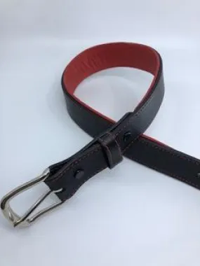 Padded Leather Belts - Black/Red