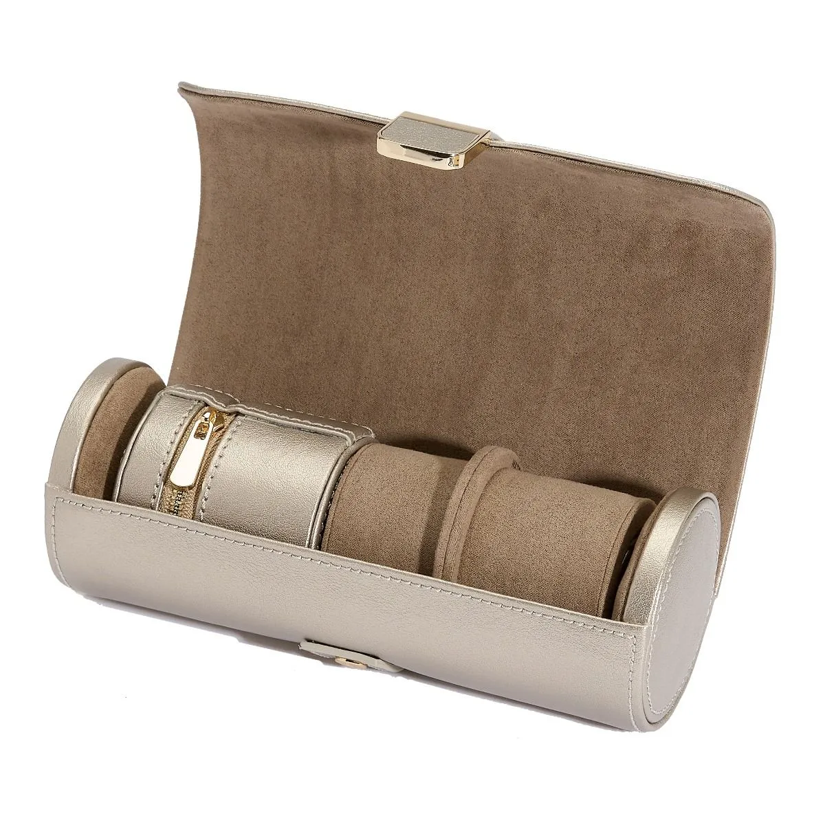 Palermo Double Watch Roll w/ Jewelry Pouch (Pewter)