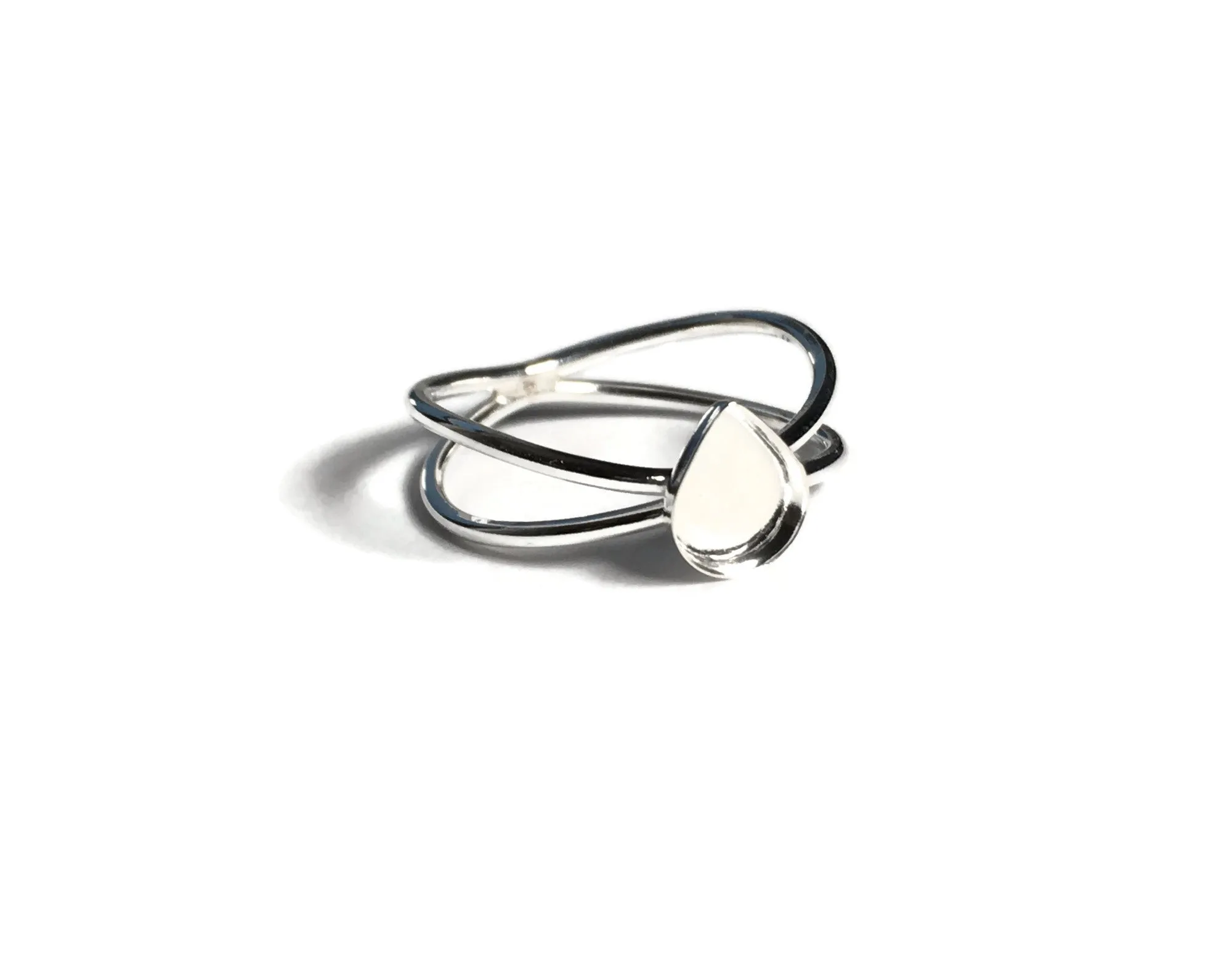 Pear Teardrop Ring Blank Double Split Band | 6x8, 9x13, 10x15, 13x18 mm