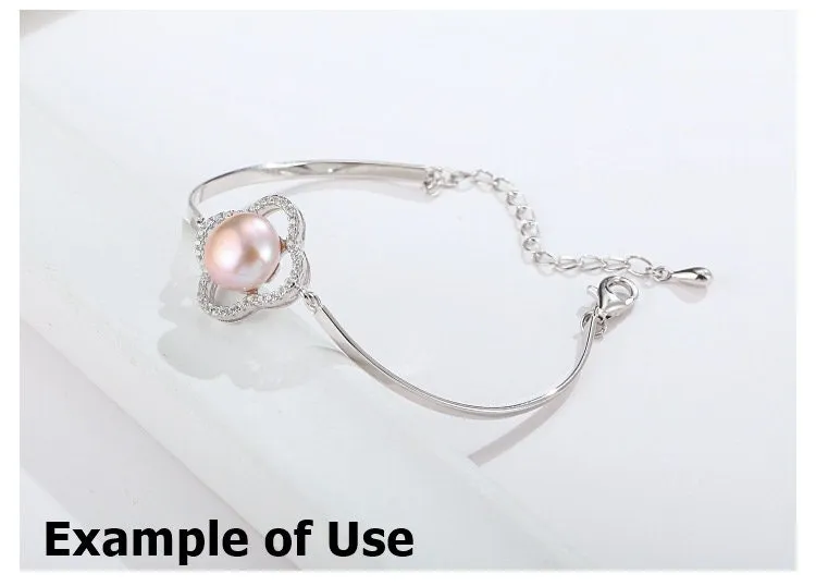 Pearl Chain Bracelet Setting 48.6mm 2 Inch Sterling Silver 925 For One Bead Blank Tray Base White Gold Fine No Prongs Jewelry Wholesale 1pc