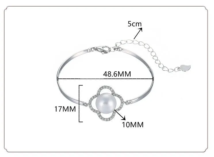 Pearl Chain Bracelet Setting 48.6mm 2 Inch Sterling Silver 925 For One Bead Blank Tray Base White Gold Fine No Prongs Jewelry Wholesale 1pc