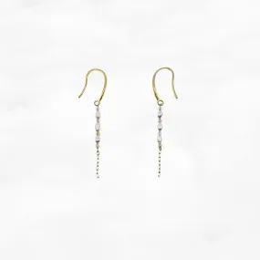 Pearl Line Earrings with Champagne Zirconia