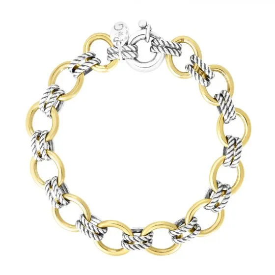 Phillip Gavriel Sterling Silver & Gold Italian Cable Doppia Link Bracelet