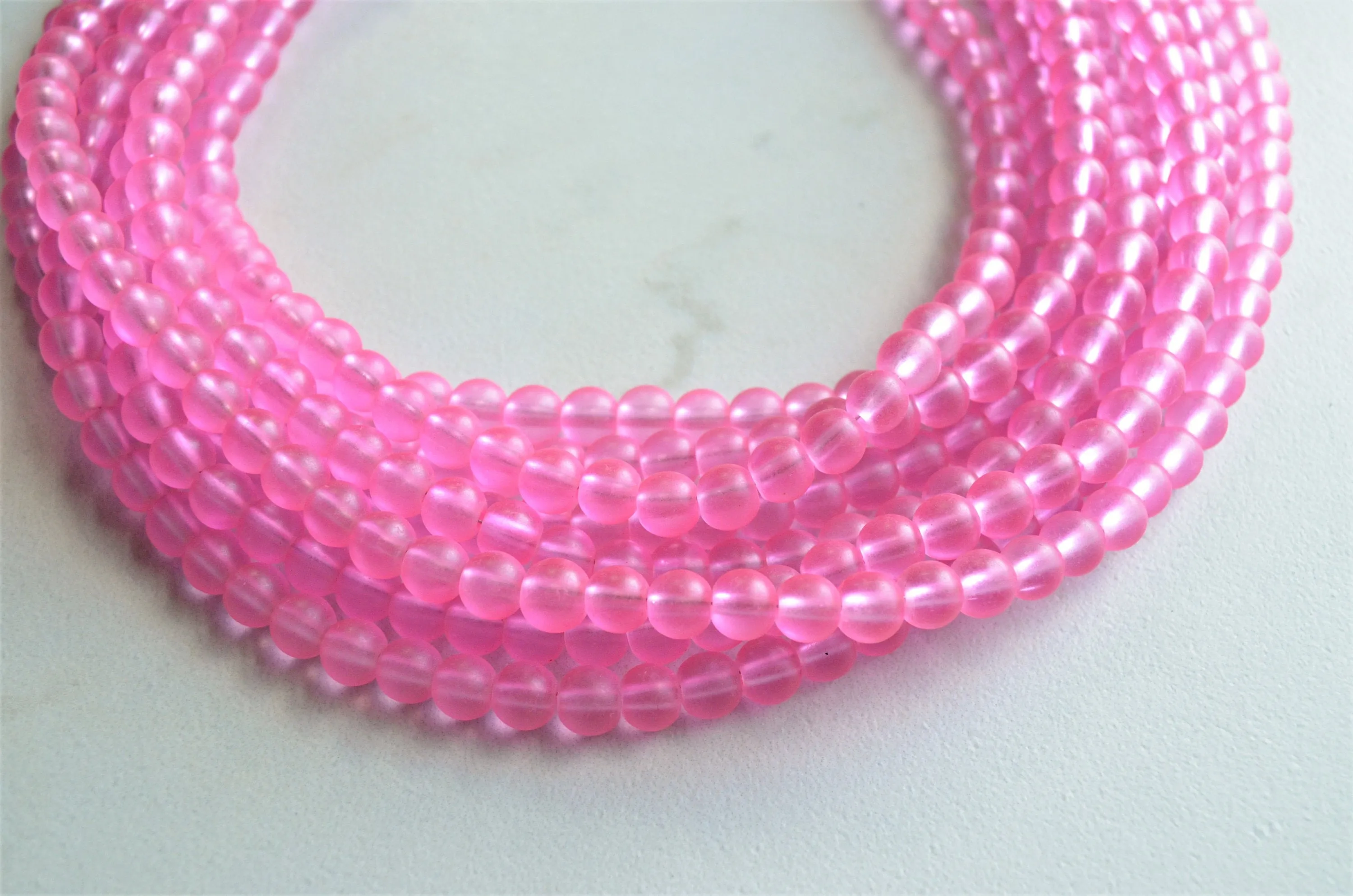 Pink Statement Necklace, Chunky Necklace, Multi Strand Necklace, Bead Glass Necklace - Michelle