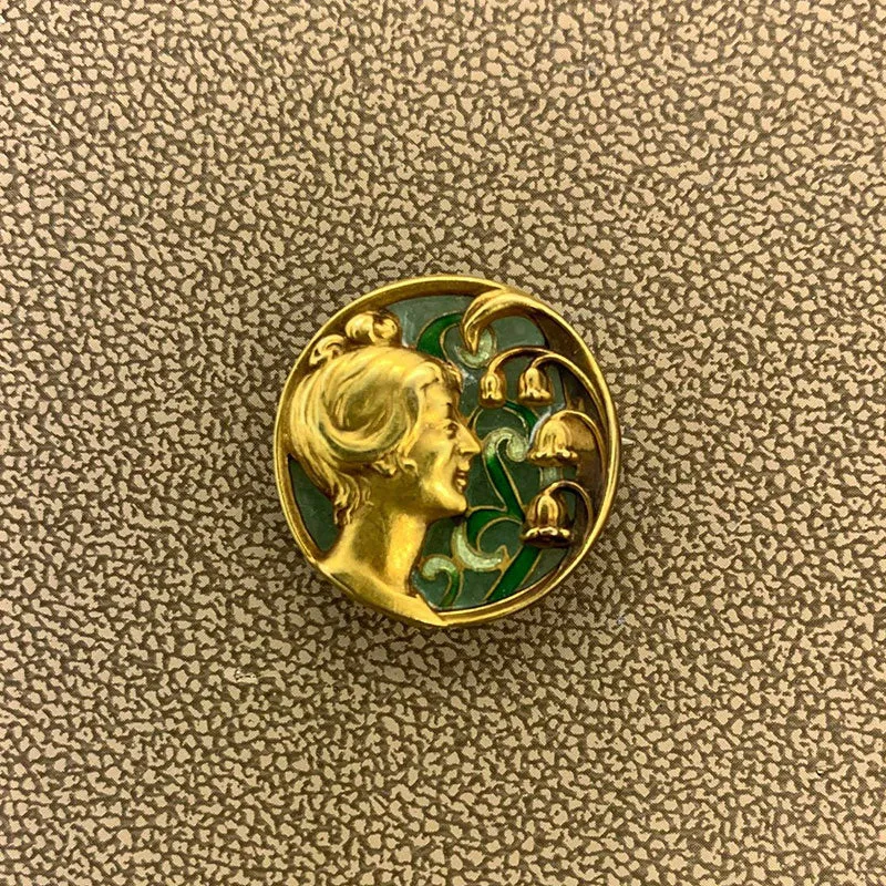 Plique-à-Jour Enamel Gold Brooch Pendant