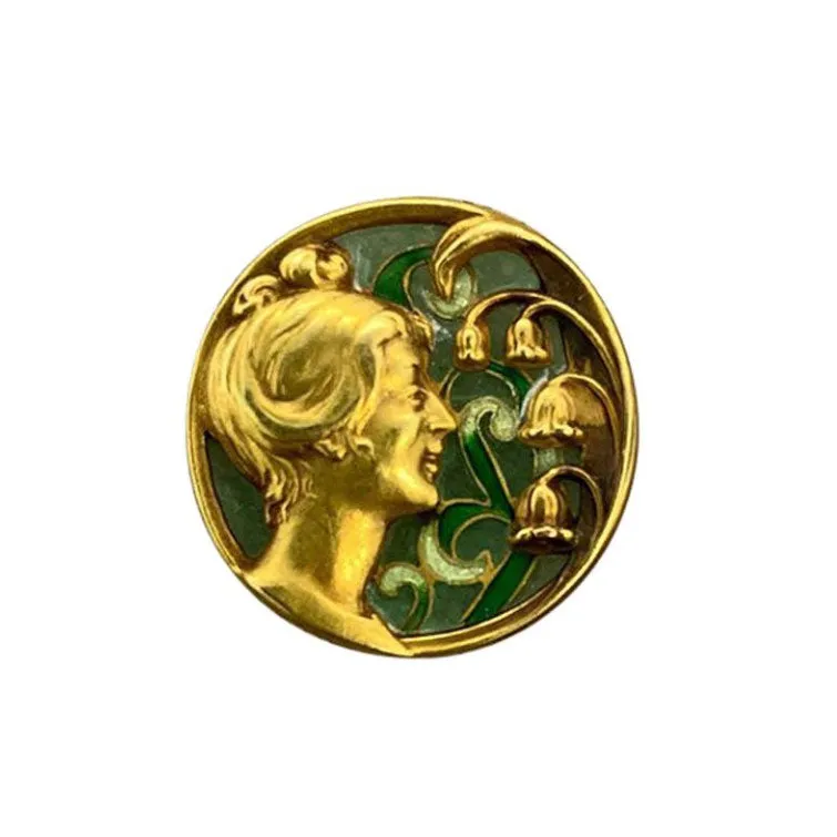 Plique-à-Jour Enamel Gold Brooch Pendant