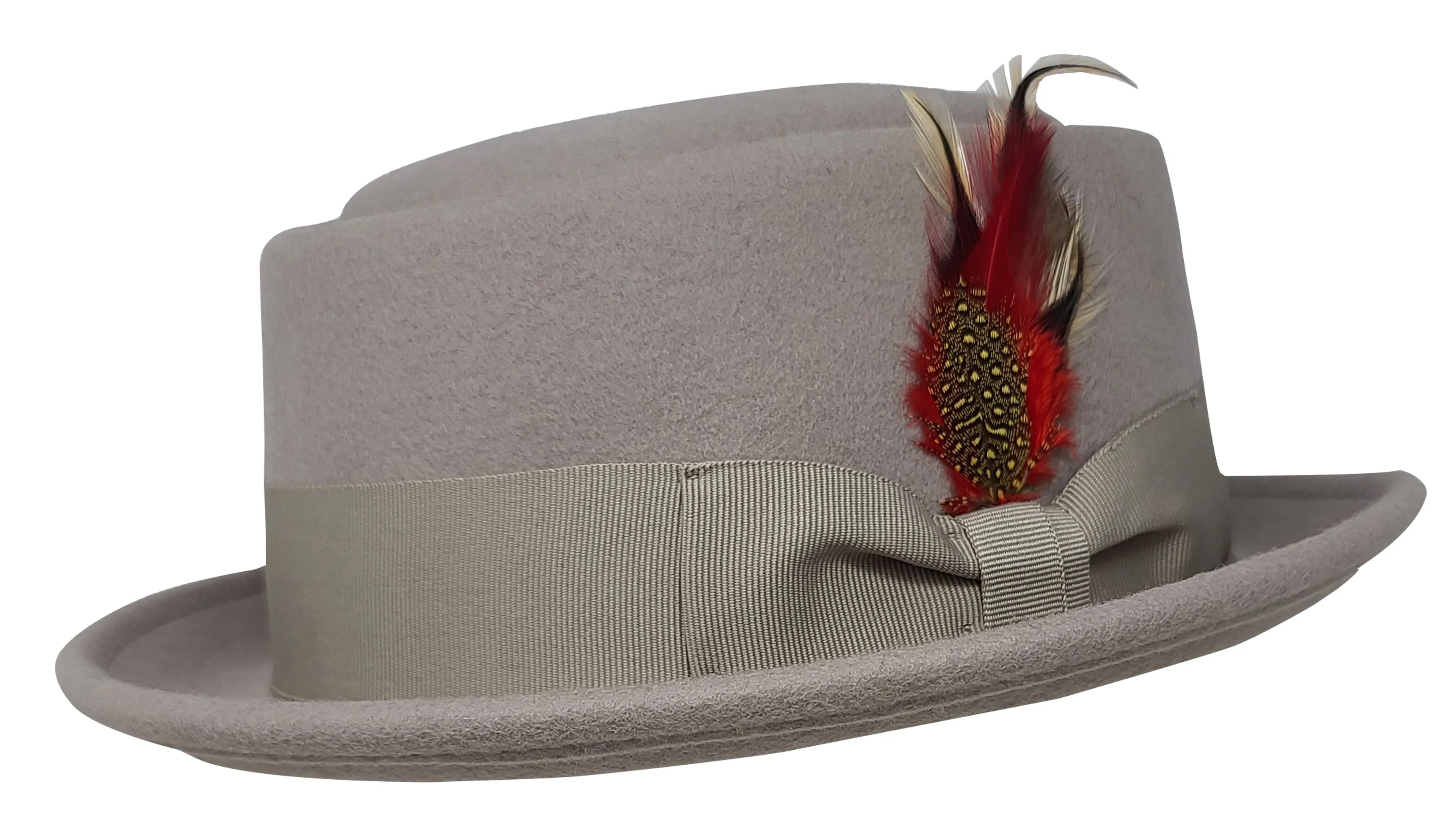 Pork Pie Fedora Hat with Feather | 100% Crushable Wool