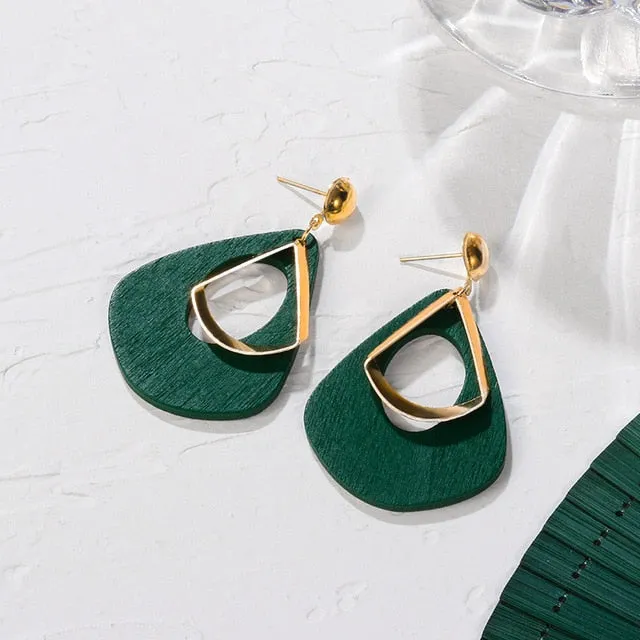 POXAM New Korean Statement Earrings for women Green Cute Arcylic Geometric Dangle Drop Gold Earings Brincos 2020 Fashion Jewelry