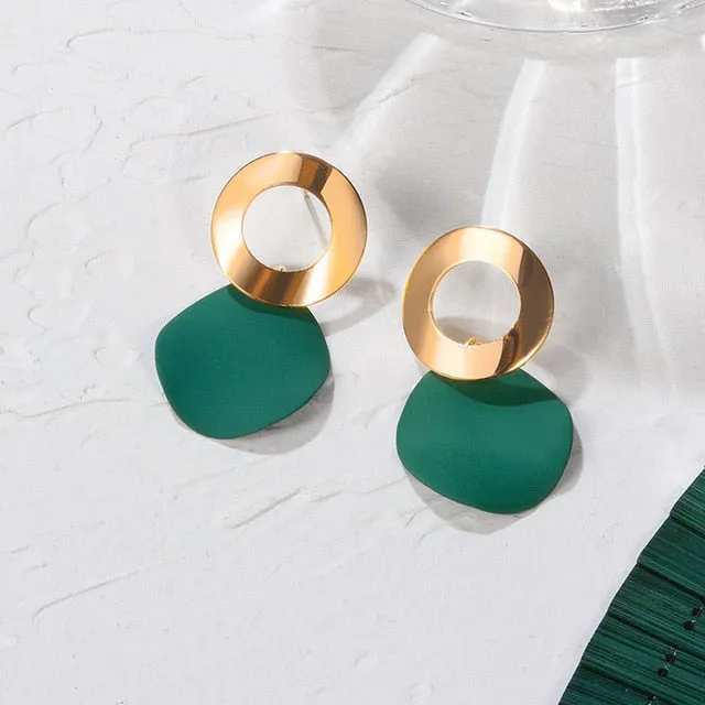 POXAM New Korean Statement Earrings for women Green Cute Arcylic Geometric Dangle Drop Gold Earings Brincos 2020 Fashion Jewelry