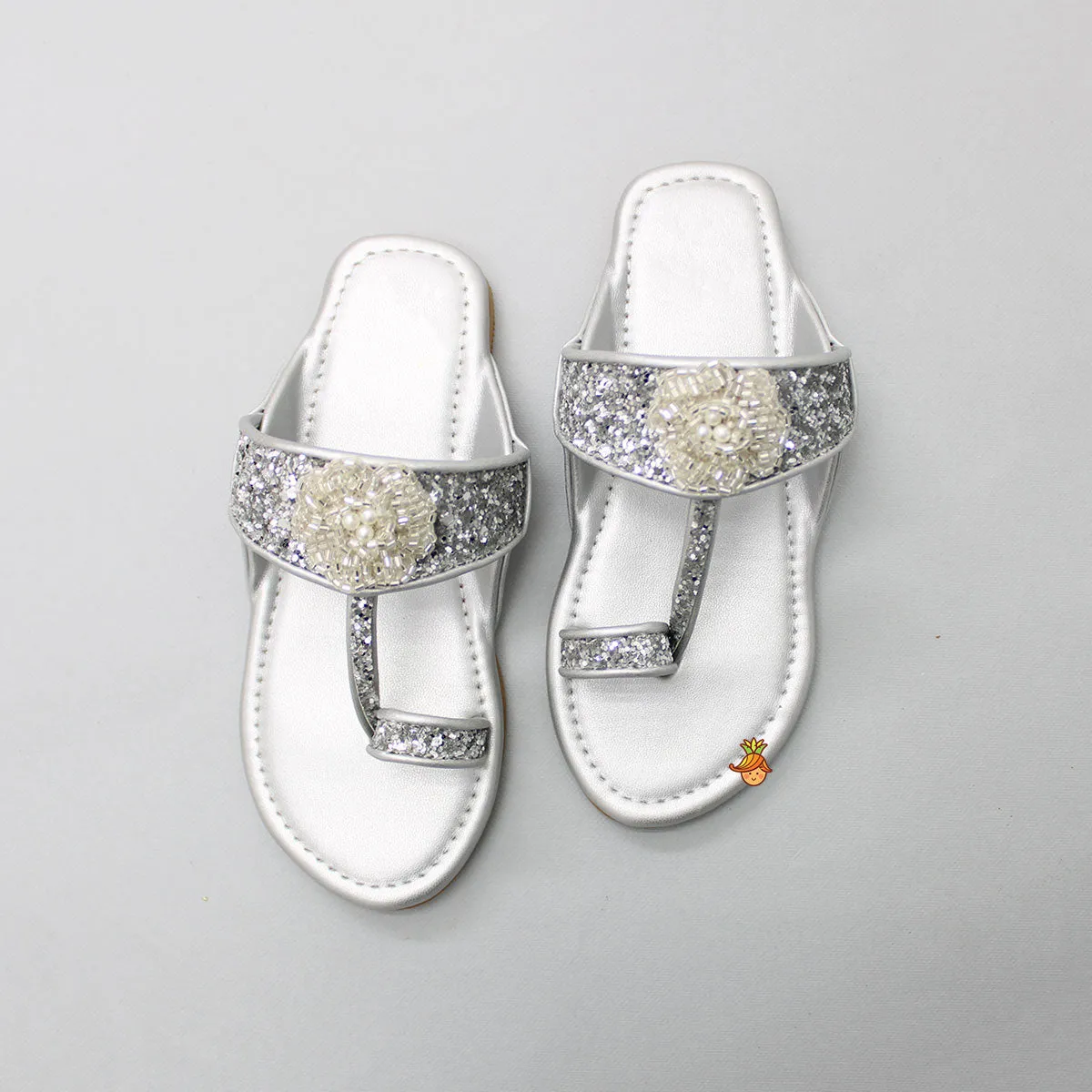 Pre Order: Shimmery Toe Ring Kolhapuri Flats