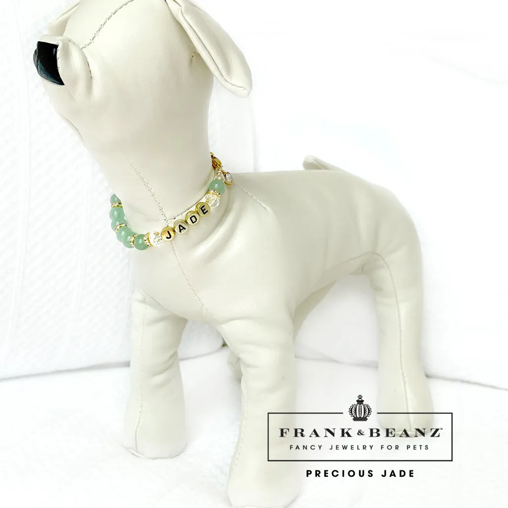 Precious Jade Glass Pearl Dog Necklace Luxury Pet Jewelry