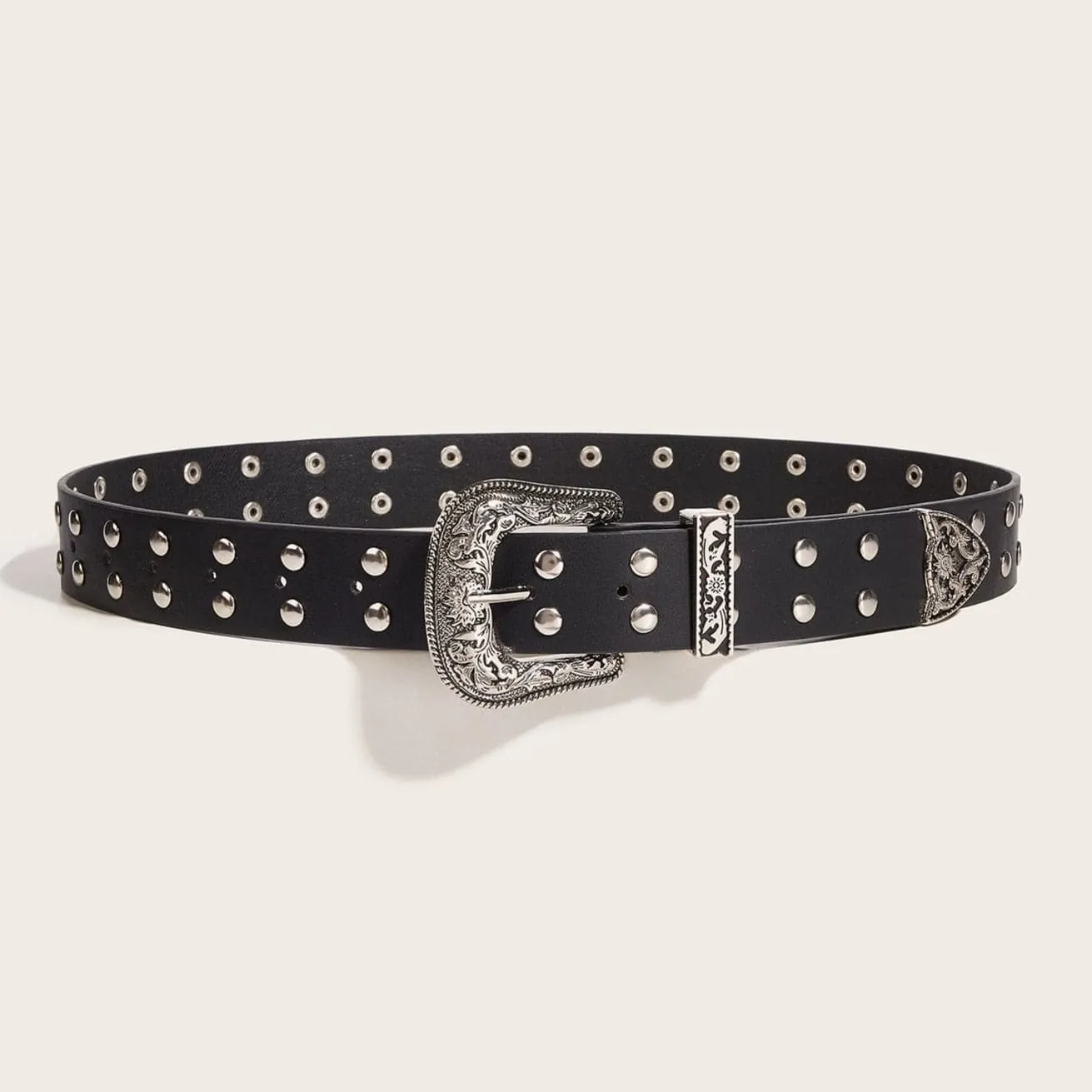 PU leather rivet buckle belt