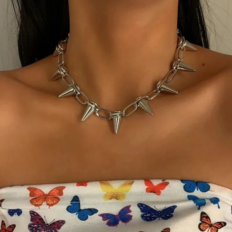 Punk Spike Chokers Collar For Women Men Gothic Harajuku Rivets Chocker Necklaces Kpop Rock Chains Necklace Trendy Jewelry Gifts