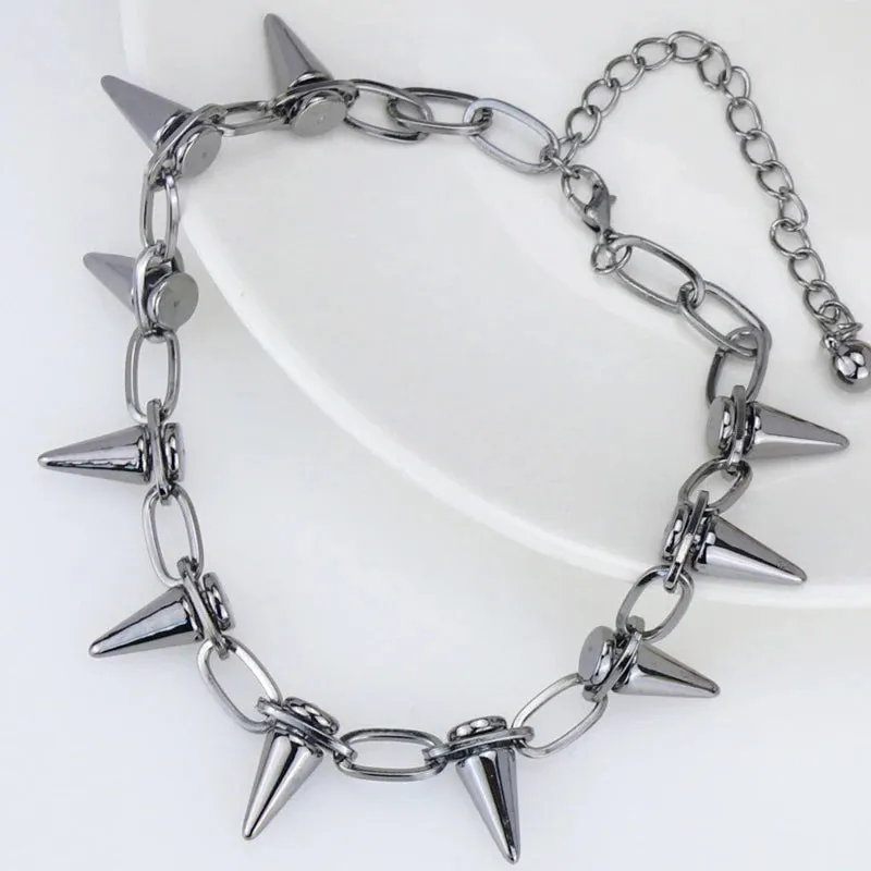 Punk Spike Chokers Collar For Women Men Gothic Harajuku Rivets Chocker Necklaces Kpop Rock Chains Necklace Trendy Jewelry Gifts