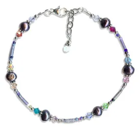 Purple Pearl Crystal Beaded Anklet