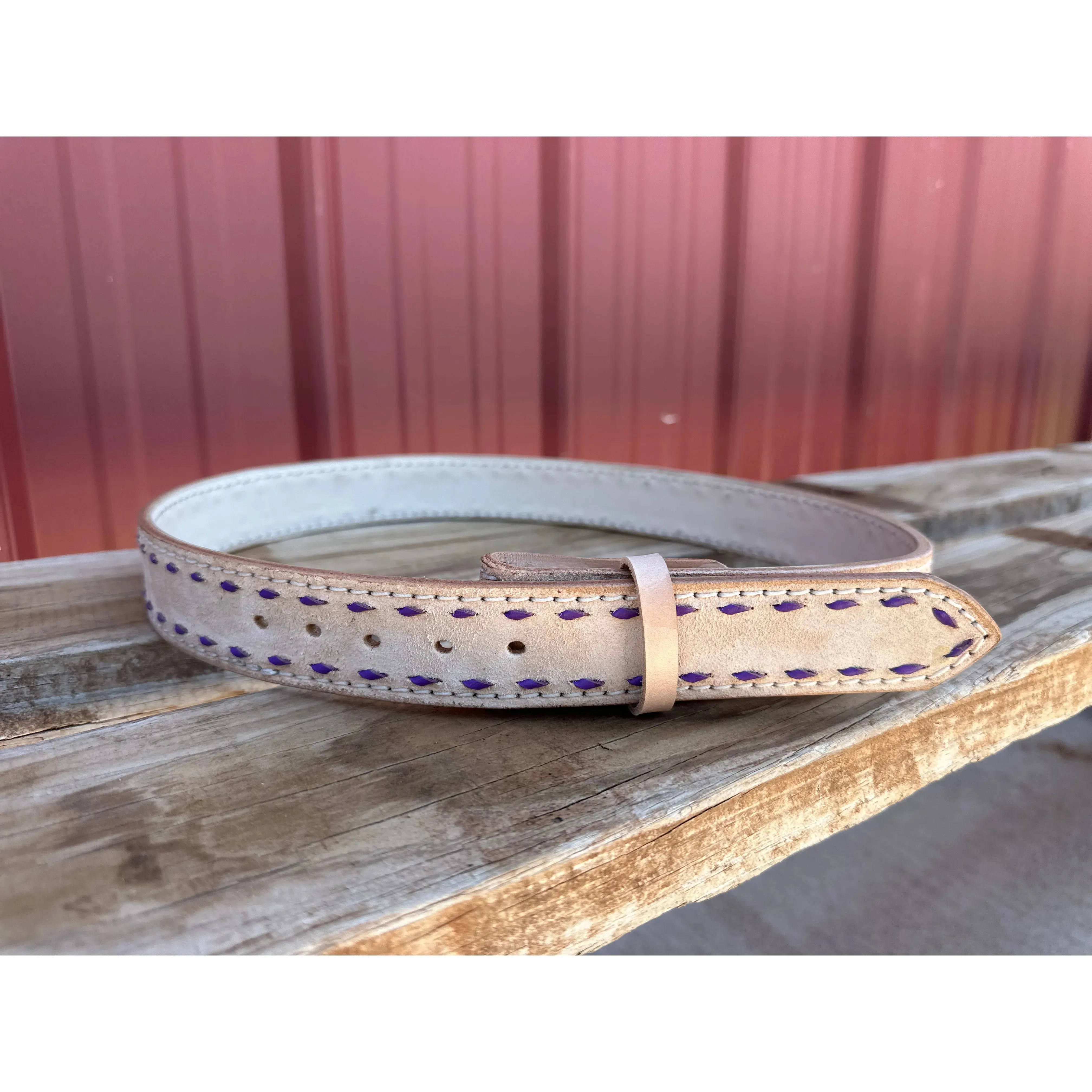 Purple Roughout Buckstiched Belt size 33