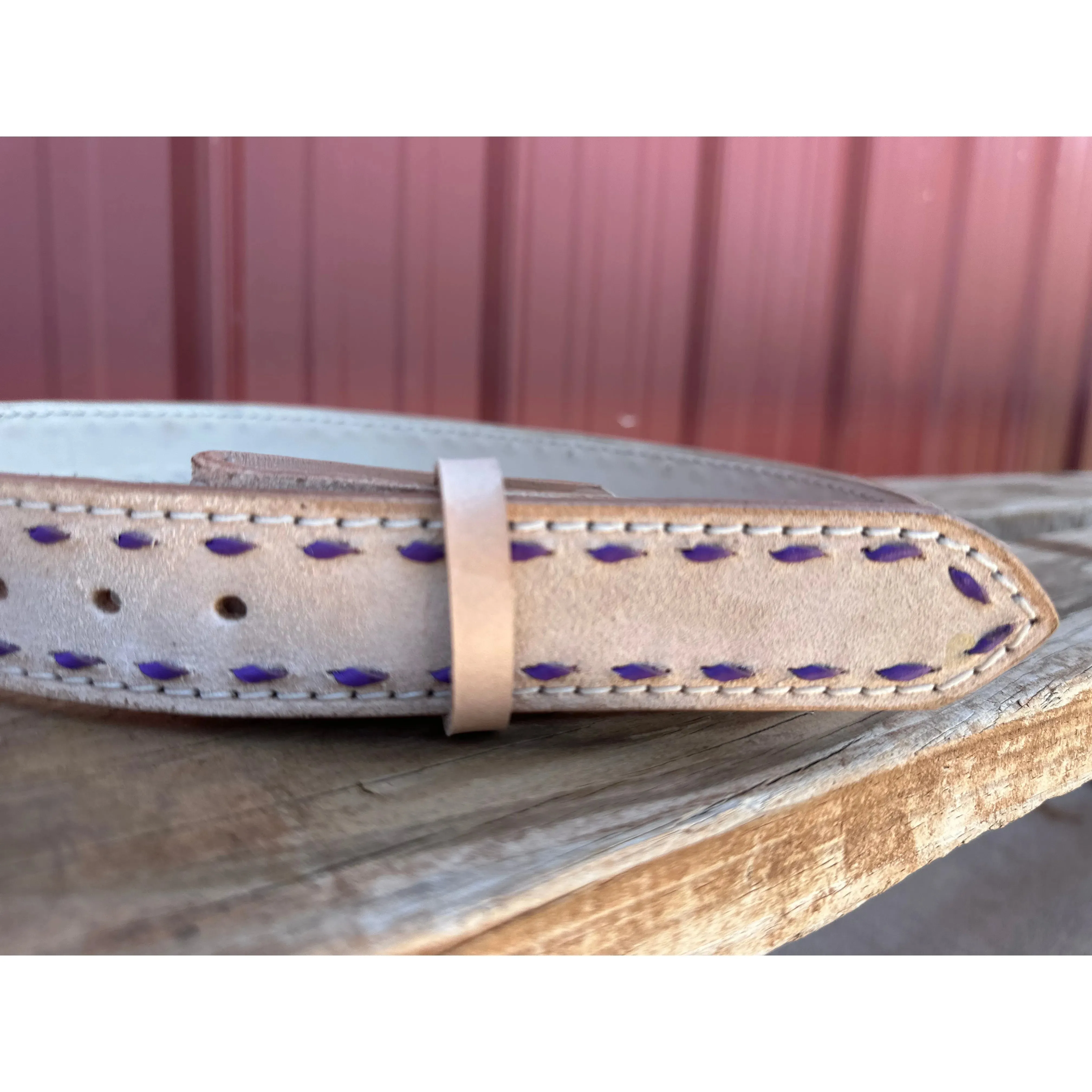 Purple Roughout Buckstiched Belt size 33