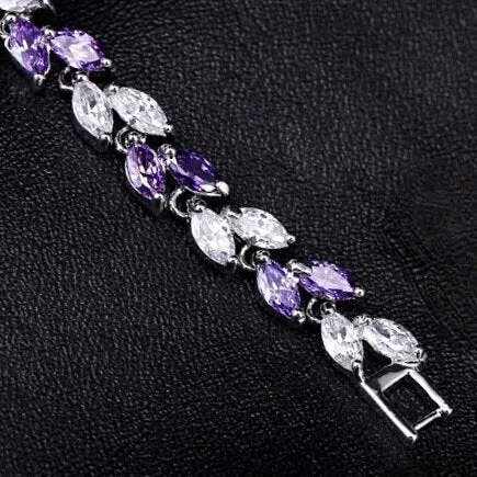 "Desiree" - Purple Cubic Zirconia Bridal Bracelet