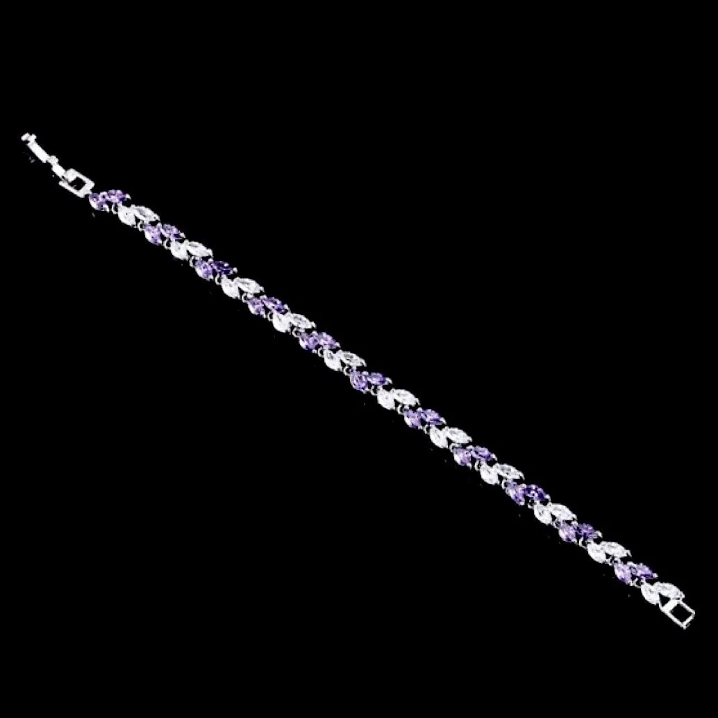 "Desiree" - Purple Cubic Zirconia Bridal Bracelet