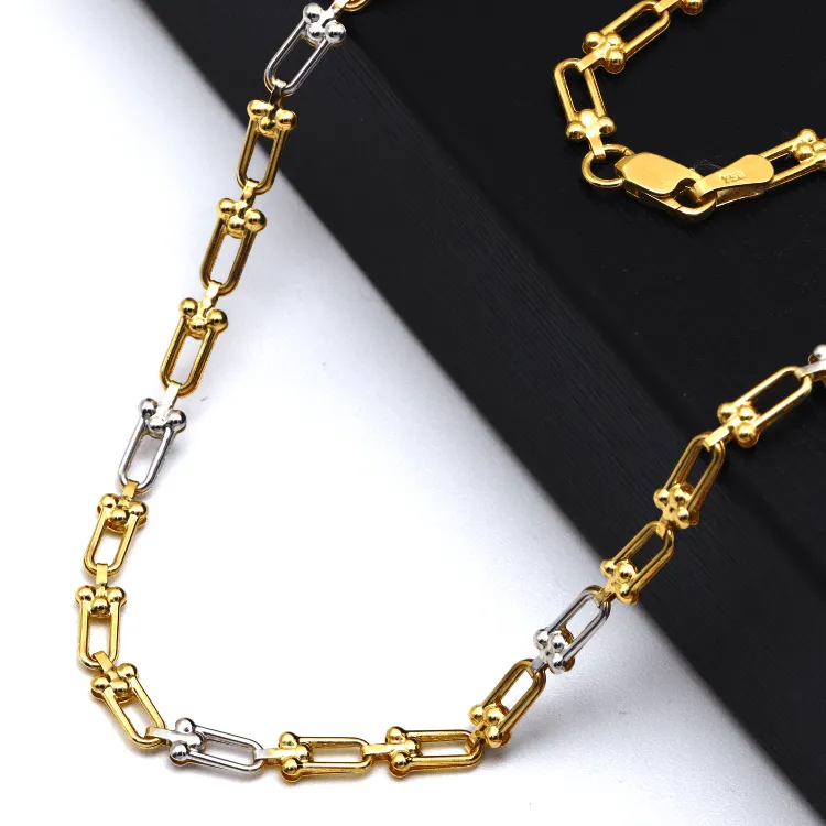 Real Gold GZTF 2 Color Hardware Solid Chain Necklace YW-4566 (50 C.M) CH1255