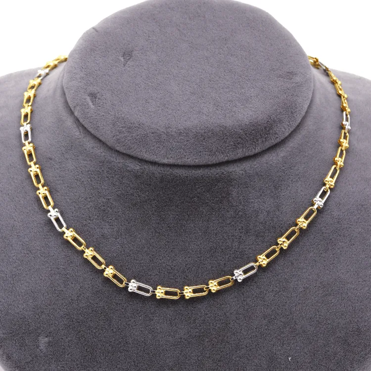 Real Gold GZTF 2 Color Hardware Solid Chain Necklace YW-4566 (50 C.M) CH1255