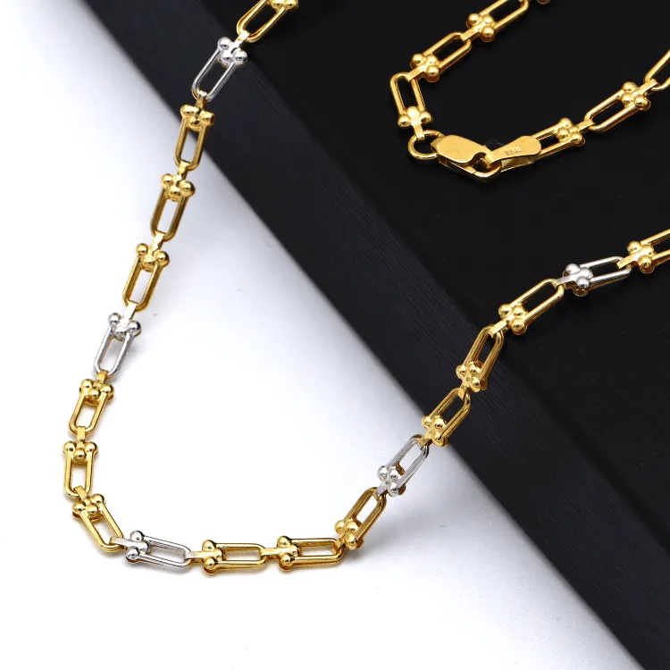 Real Gold GZTF 2 Color Hardware Solid Chain Necklace YW-4566 (50 C.M) CH1255