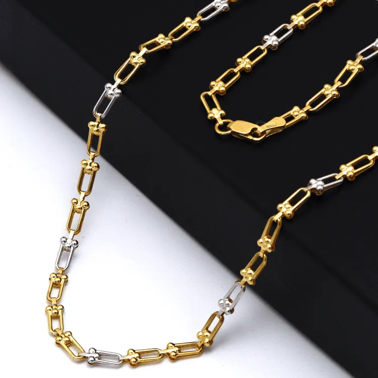 Real Gold GZTF 2 Color Hardware Solid Chain Necklace YW-4566 (50 C.M) CH1255