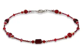 Red Crystal Handmade Beaded Anklet