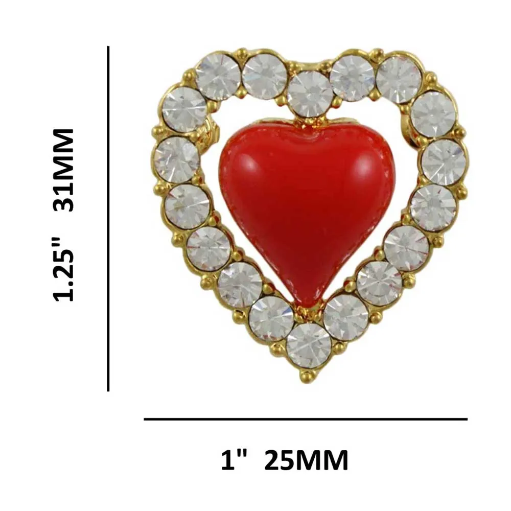 Red Pulsing Heart Surrounded by Crystals Heart Brooch Pin - PRH311