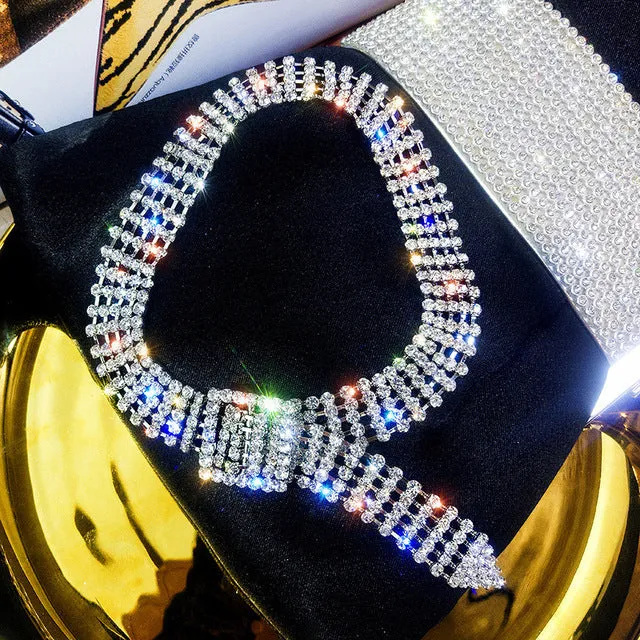 Rhinestone Belt Choker Necklace