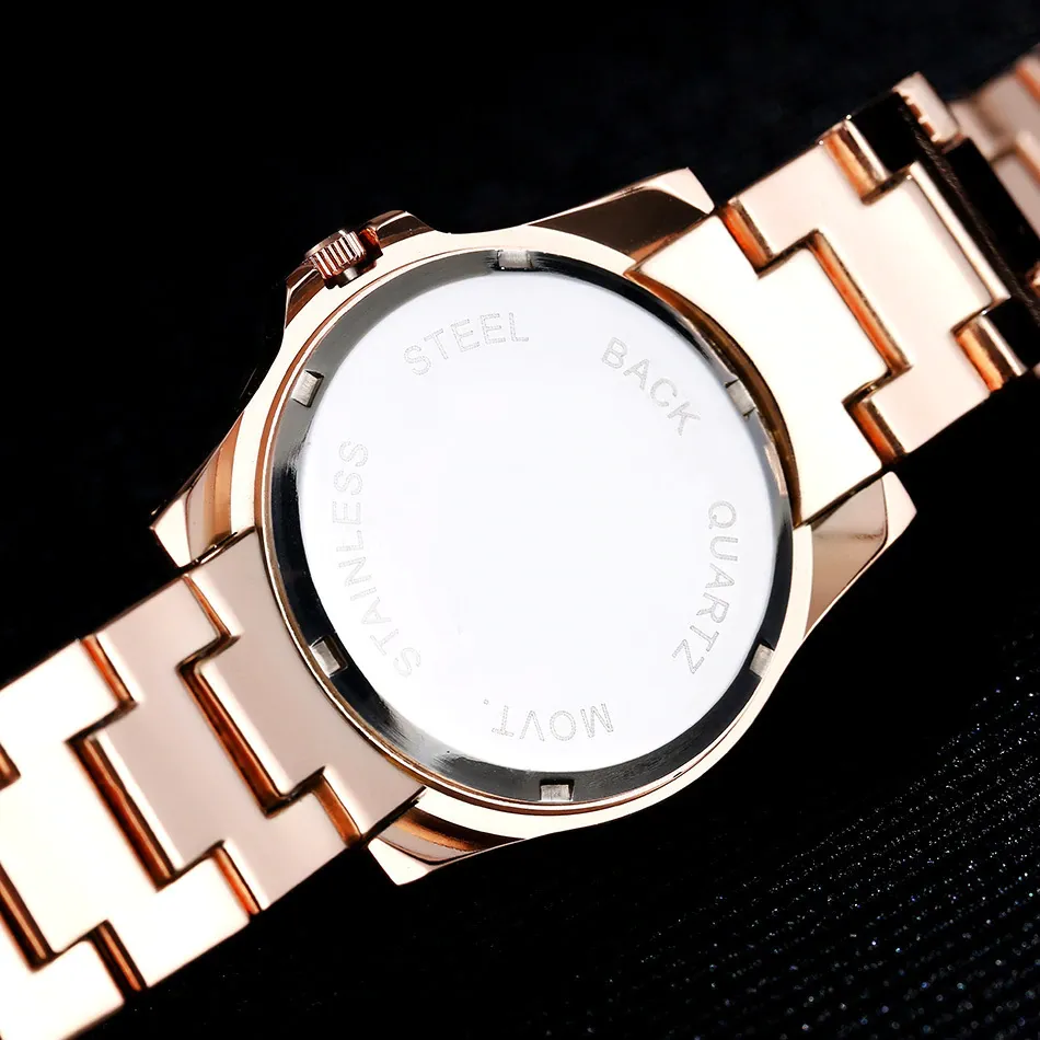 Rhinestone Rose Gold Clock for Ladies