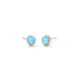 Rocksbox Exclusive Nola Stud Earrings in Silver and Blue Kyocera Opal