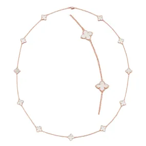 Rose Gold Pointed Clover Necklace with Mother of Pearl