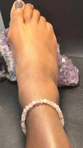 Rose Quartz Anklet on Elastic Cord