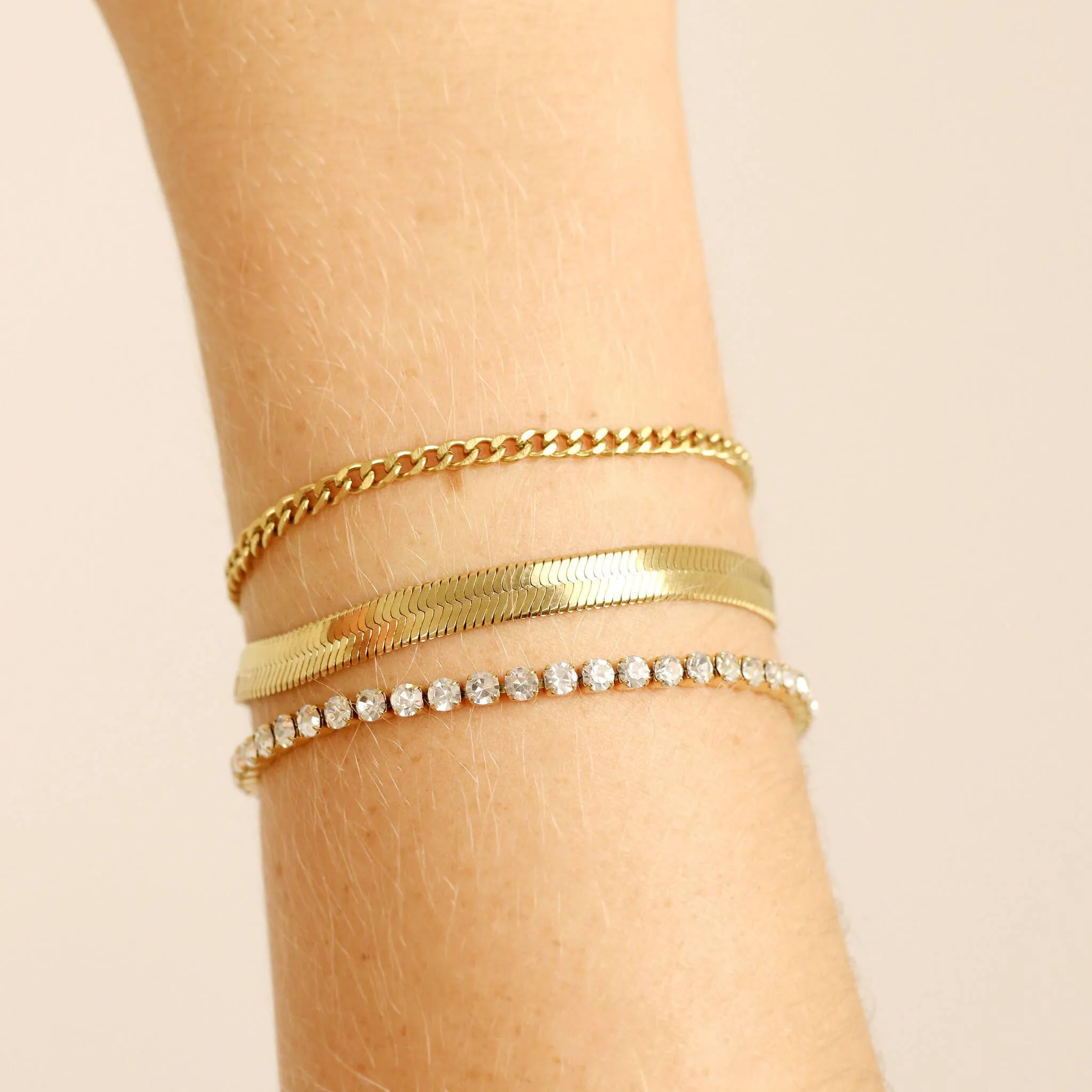 Rowan Gold Stainless Steel Herringbone Chain Bracelet