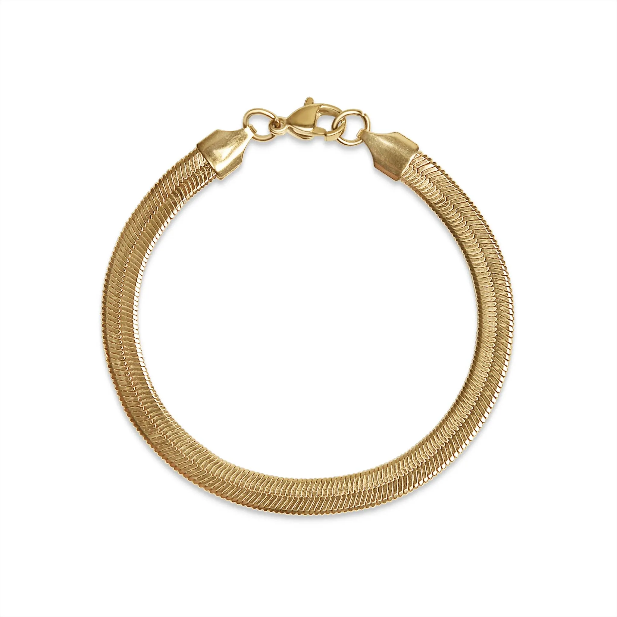 Rowan Gold Stainless Steel Herringbone Chain Bracelet