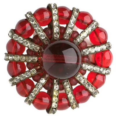 Ruby Bead & Rondelle Pinwheel Brooch