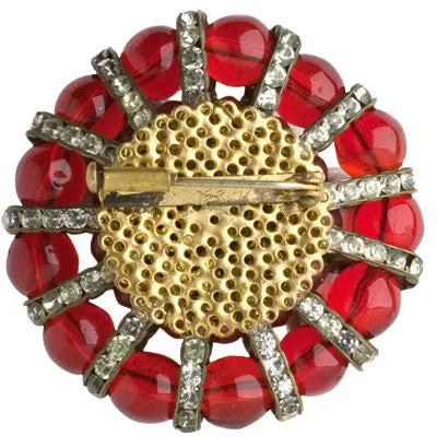 Ruby Bead & Rondelle Pinwheel Brooch