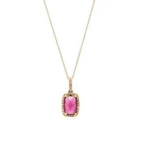 Sabel Collection 14K Yellow Gold Cushion Cut Rhodolite Garnet and Diamond Pendant