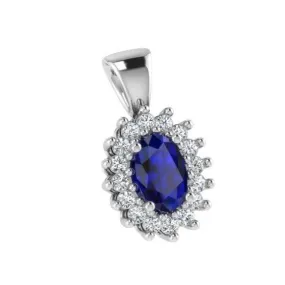 Sapphire and Diamond Cluster Pendant