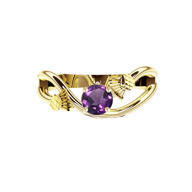 Scottish Thistle Sway Amethyst Engagement Ring