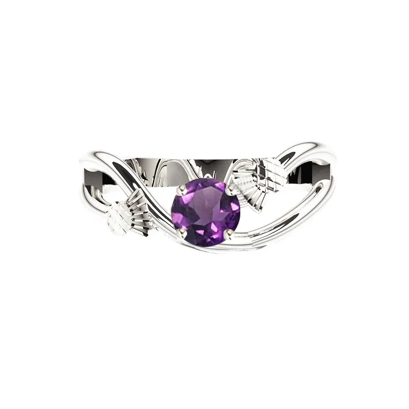 Scottish Thistle Sway Amethyst Engagement Ring