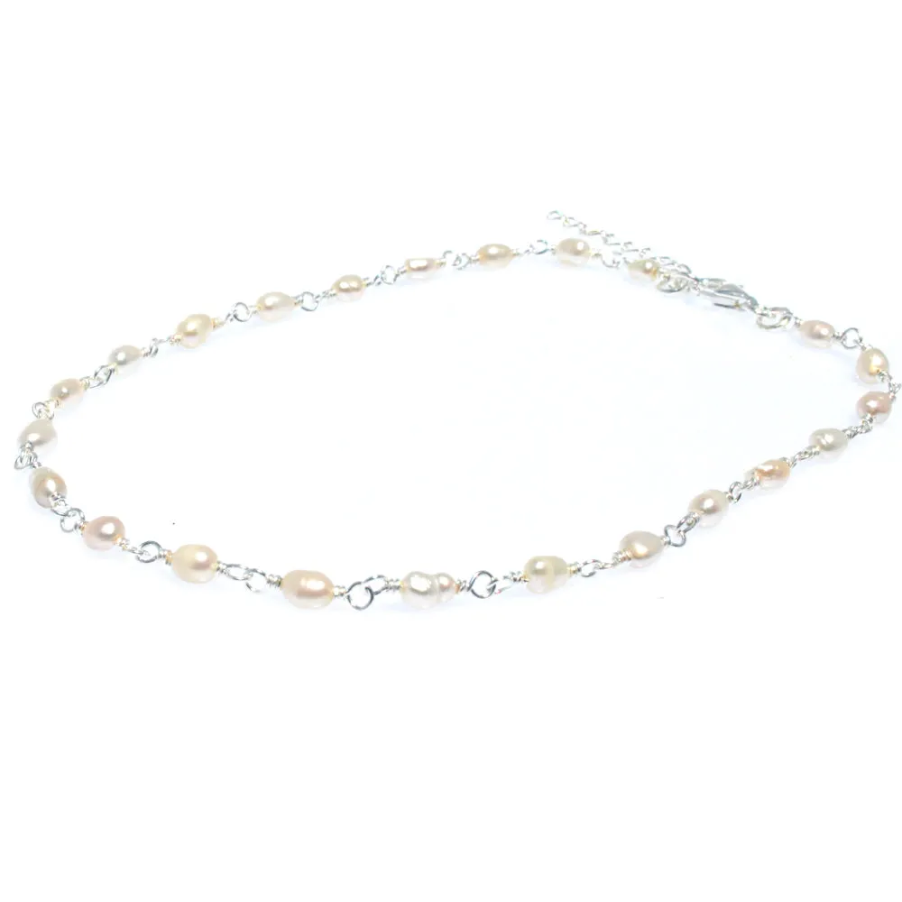 Seaside Bliss Pearl Anklet Silver