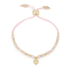 Sense Rose Quartz Charm Gold Bracelet