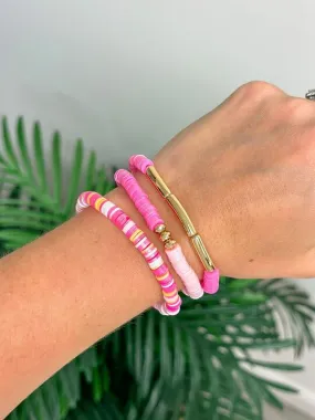 Shimmer Rubber Disc Stretch Stack - Pink