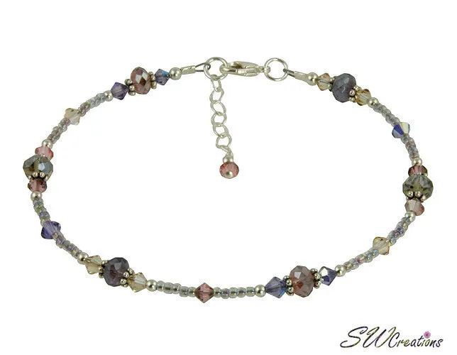 Shimmer Tanzanite Mauve Crystal Beaded Anklet