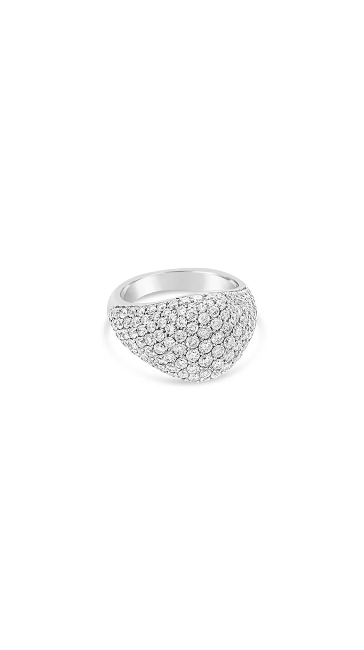 Signature 18k White Gold Pave Diamond Pinky Ring